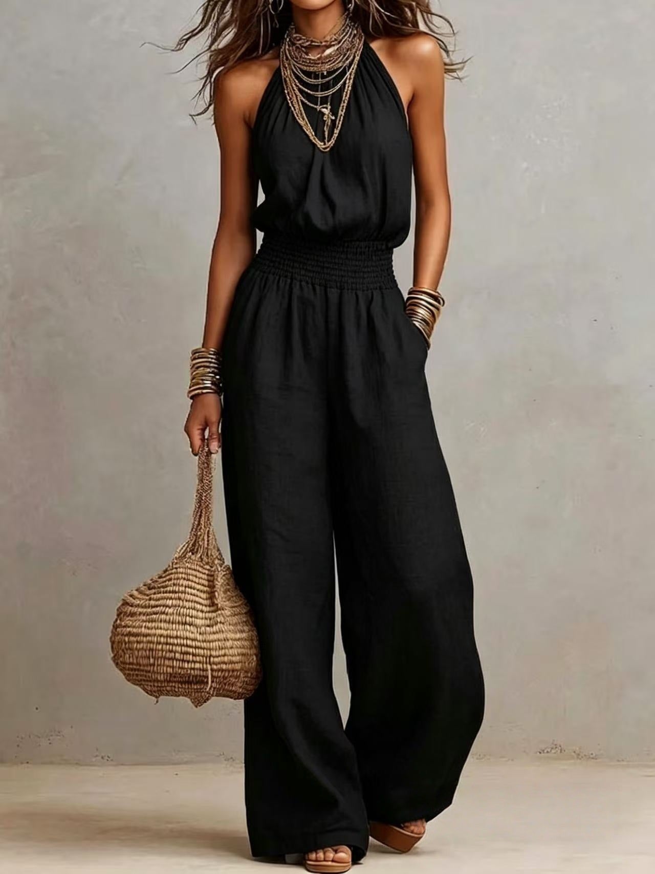 2026 Cross-Border Summer Hot-Selling Loose Casual Wide-Leg Pants European and American Retro Straight-Leg Workwear Overalls for Women