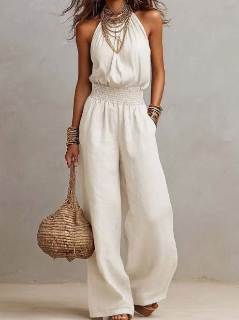 2026 Cross-Border Summer Hot-Selling Loose Casual Wide-Leg Pants European and American Retro Straight-Leg Workwear Overalls for Women