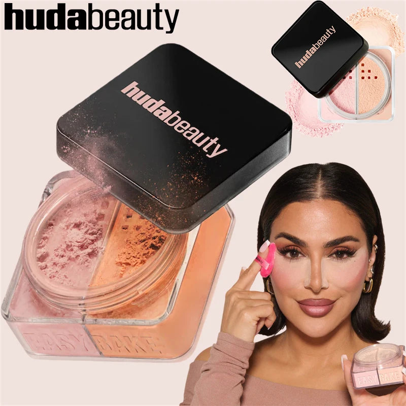 HudaBeauty Easy Bake Loose Powder Brightening Correcting Duo LongLasting Oil Control Natural Face Waterproof BrighTening Makeup
